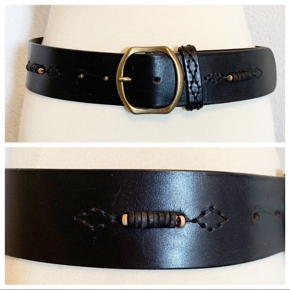 Accessories - Brown Leather Embellished Boho Belt L 30 32 34